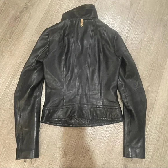 Mackage Kenya, black Leather Biker moto Jacket - Picture 4 of 13